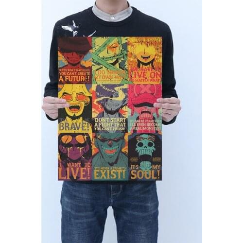 2019 Anime One Piece Action Figure Poster Craft Vintage Paper One Piece Luffy Ace Zoro Sanji Posters Luffy Wanted Boys Gifts