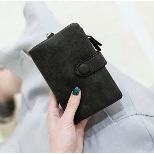 2020 Tri-fold Short Women Wallets With Coin Zipper Pocket Minimalist Frosted Soft Leather Ladies Purses Female Pink Small Wallet