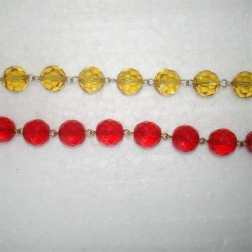 5M/Lot Crystal red color garland strand ,14mm octagon bead chain for Wedding & Christmas party event Decoration