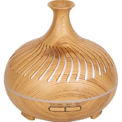 500ML Aromatherapy Diffuser Wood Grain Humidifier Remote Control Humidifier With Colorful Night Light For Office Home