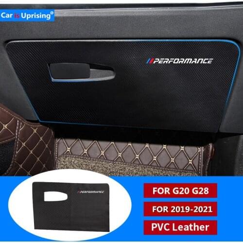 Car Styling Copilot Glove box handle leather protection covers Stickers trim For BMW 3 Series G20 G28 Auto interior Accessories