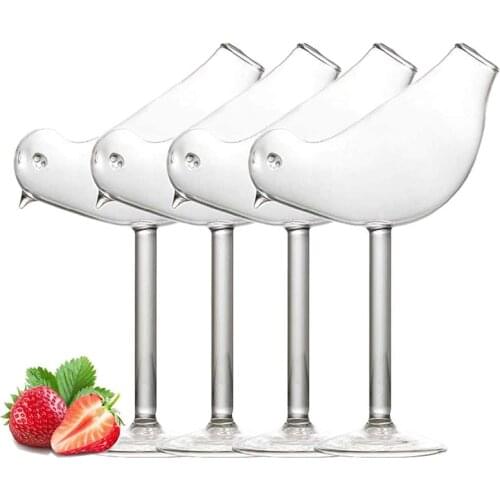 Free Shipping Pack of 4 Creative Bird Shape Cocktail Glasses Wine Glass Champagne Goblet Whiskey Beer Drinking Cup Set of 4