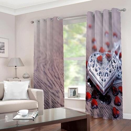 Custom large Curtains 3d diamonds love jewelry for bedroom living room Creative photo Blackout drapes Sets 2 Panels With Hooks