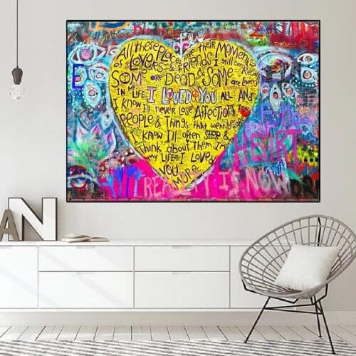 Graffiti Pop Art Love Hearts Canvas Painting Street Art Poster and Prints HD Printed Picture Wall Art Decoration Living Room