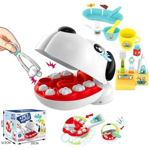 Pet Dog Dentist Toy Kit for Kid Pretend Play Doctor Set Role Play Pulled Tooth Toy with Tools Educational Toy for Children