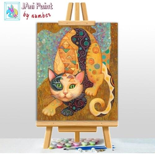 Gustav-klimt-Cat Picture DIY Painting By Numbers animal Colouring Zero Basis HandPainted Oil Painting Unique Gift Home Decor