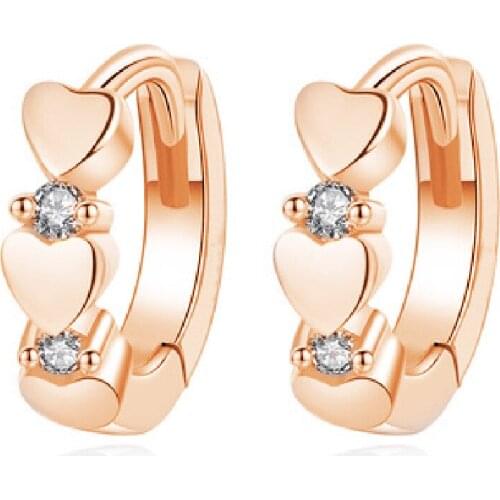 Classic Zircon Heart Earrings For Women Jewelry Rose Gold Hoops Female 925 Sterling Silver Earrings For Lady Ear Accessories Hot