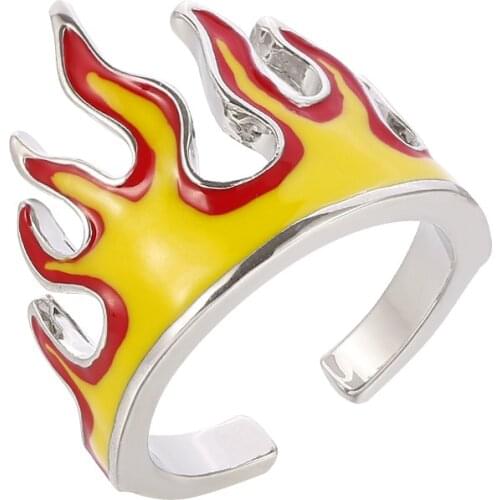 Men Hip Hop Ring Goth Flame Opening Rings Accessories Boy Party Props