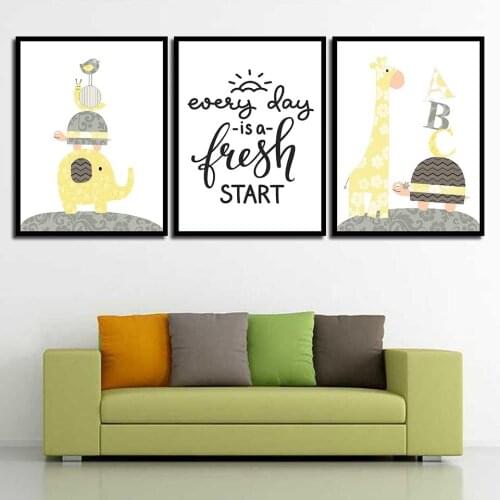 Space Wall Art Cartoon Animal Lovely HD Home Decor Painting Nordic Style Canvas Prints Poster Modern Picture For Children Room