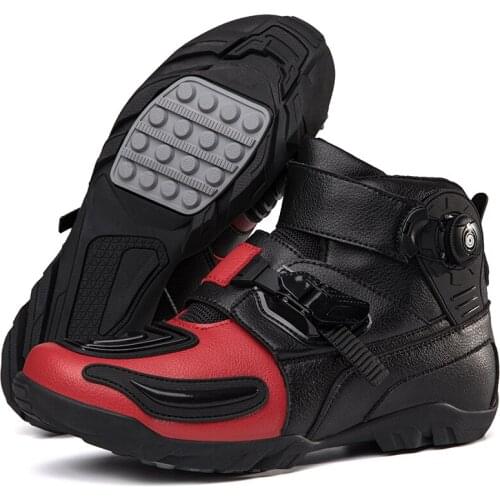 Leather Motorcycle Boots Men Breathable Botas Moto Motocross Boots Motorcycle Shoes Motorbike Biker Riding Boots Touring Shoes