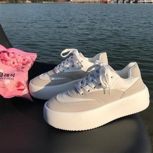 Woman Platform Heighten Little White Shoes 2021 Summer New Fashion Casual Low Top Canvas Sneakers Ins Trend Vulcanize Flats