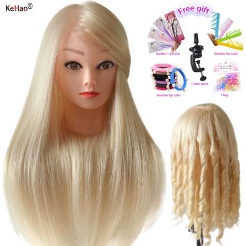 Hot sale white blonde color hair mannequin head 22inch long hair tete mannequin femme 70% real hair manniquin tête à coiffer