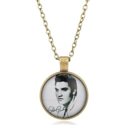 MOCHUN Love Elvis Presley Pocket Watch Necklace Women Locket Girl Lady Antibrittle the king of rock n roll silver Men Gift-30