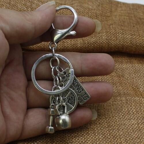 Fashion Power Sports Dumbbell Glamour Fitness & Gym Crossfit Keychain Personality Gift Keychain