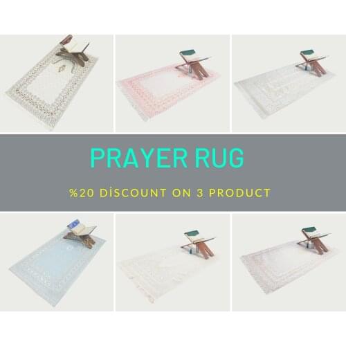 Carpet Prayer Rug Portable Muslim Mat Silk Satin Useful Ottoman Patterned Workship Islamic Exhibition Cotton Fabric Embroidered