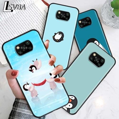 Lovely Penguin for Xiaomi Poco X3 NFC X2 M3 M2 F2 F3 Pro C3 F1 A2 Lite Mix3 Play Silicone Soft Black Phone Case