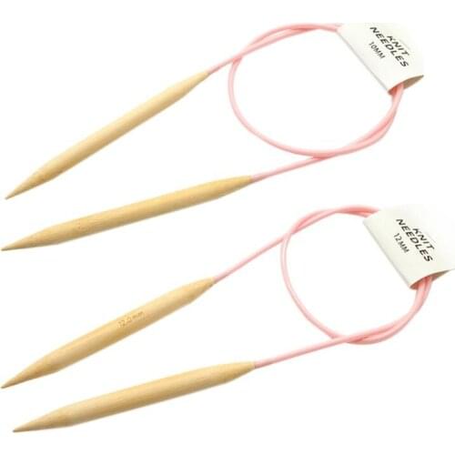 2pcs 10mm 12mm Circular Knitting Needles Set Bamboo Wooden Circular Sewing Crochet Hook DIY Tube Sweater Tool