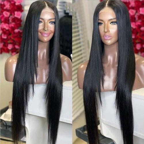 #2 Color Dark Brown Synthetic Lace Front Wigs Pre Plucked Hairline Lace Front Wig Colorful Red Blonde Purple