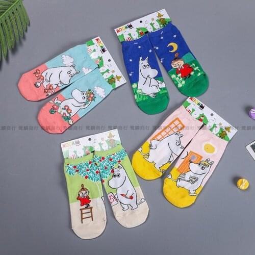 Women Soft Sock Little My Cartoon Ladies Mu Ming Printing Socks Niiskuneitti Colorful Casual Cotton AB Version Version Skarpetki