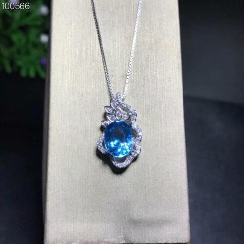 7 * 9mm natural topstone necklace pendant fashion style birthday gift envelope mail 925 pure silver jewelry