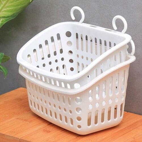 Hanging Storage Basket With Hook Punch Free Kitchen Food vegetable and Fruit Organizer Rack Hollow Design Shower Bath Baskets
