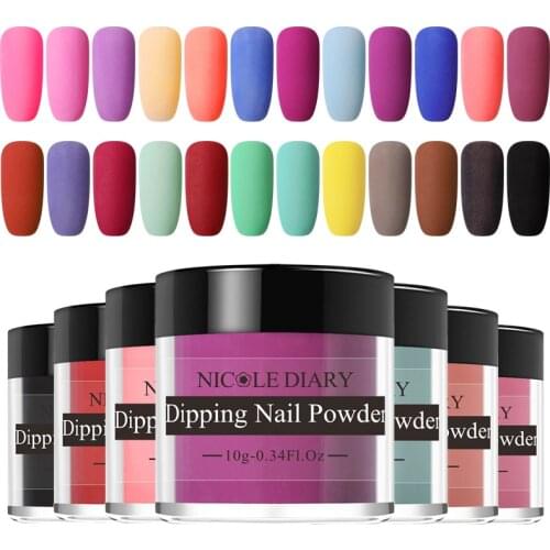 NICOLE DIARY 10g Matte Color Dipping Nail Powder Natural Dry Nail Art Decoration Without Lamp Cure Nail Dust Decors