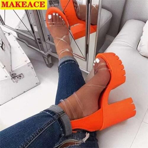 Sandal Female 2021 Summer New High Heels Transparent Fashion Platform Womens Shoes Dress Party Peep-toe Sexy Women Sandals