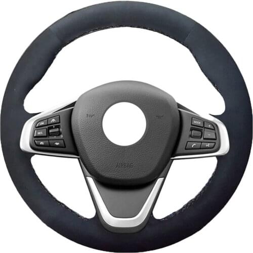 DIY Hand-stitched Black Alcantara Leather Suede Car Steering Wheel Cover for BMW F45 F46 X1 F48 X2 F39
