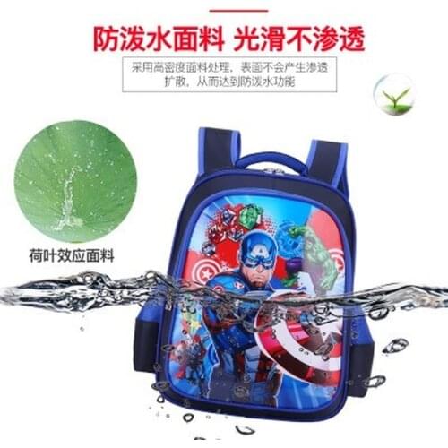 Disney Captain America School Bag 1-3 Grade Boys Cartoon Shoulder Shoulder Lightening Backpack Children Backpack