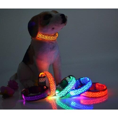 LED Collar Nylon Dog Pet Lead Security Night Necklace Anti-lost Flashing Glitter Collars Pet Dog Supplies