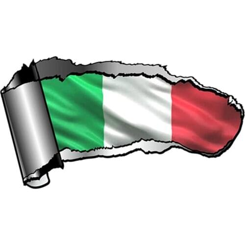 SZWL Ripped Open Gash Torn Metal Design with Italy Tricolore National Flag Motif Vinyl Car Sticker Creative Decal,13cm*6cm