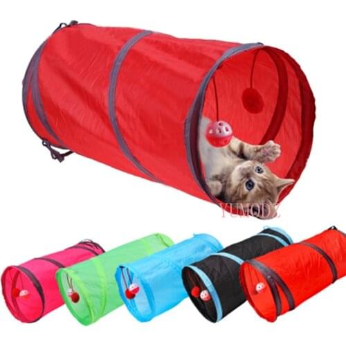 7 Color 2 Holes Funny Cat Tunnel Play Tubes Balls Collapsible Crinkle Kitten Toys Puppy Rabbit Play Dog Chat Tunnel Cat Toy new