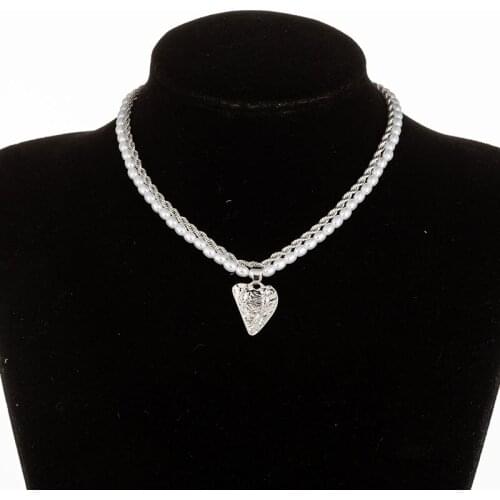 KMVEXO Kpop Pearl Chains Choker Necklace For Women Collar Goth Heart Necklaces Aesthetic Jewellery Party Girls Chocker