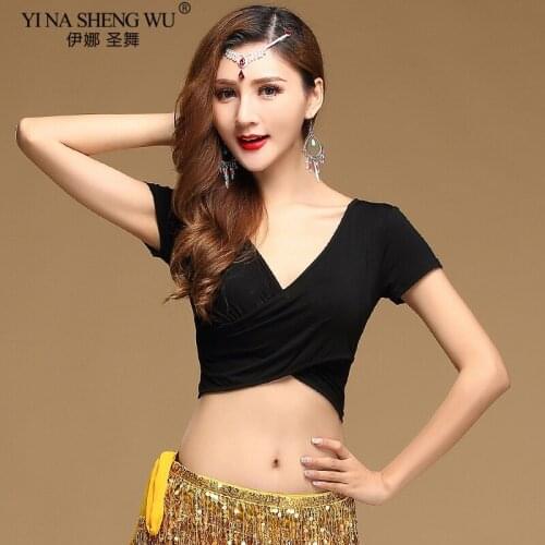 Belly Dance Costume Sexy T-shirt Lady Short Sleeve Modal Deed V-neck Tops&Tees PracticeWear Clothes BellyDance Top OrientalDance