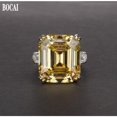 2019 New fashion brand Big rectangle AAAAA+ Zircon Wedding ring for woman Top quality S925 Silver color CZ jewelry Womens rings