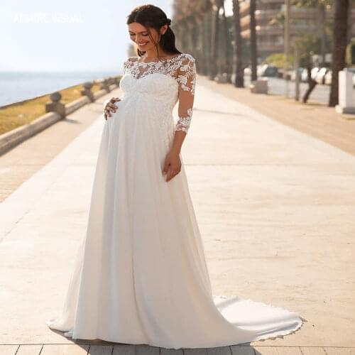 Newest Wedding Dress For Bride A-Line Lace Three Quarter Sleeves Marry With For A Party Plus Size Bride Gown Vestidos De Novia