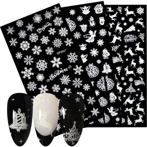 1 Sheet Angel Snowflake Design 3D Nail Stickers Leaf Flower Stickers for Nails DIY Slider Transfer Tips Nail Art Decoration