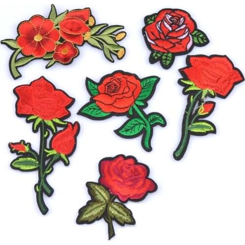1 Piece FlowerPatches Rose Embroidered Patch Sew On Iron On Clothes Patch Motif Applique DIY Stickers For Wedding party CP1521-1