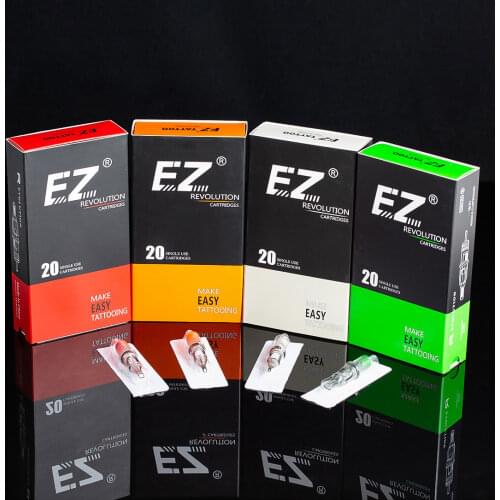 100 PCS EZ Revolution Tattoo Needles Cartridges Curved Magnum 17/21/23/25/27 Mixes kits for Rotary Tattoo Machine and Grips