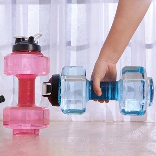 2.2L Sports Water Bottle Sports Gym Jug Dumbbell Dumbell Shaped Workout Fitness Protein Leakproof Portable Unisex Unbreakable