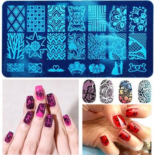2019 10 New Design DIY Nail Art Image Stamp Stamping Plates Manicure Template Tool Beauty & Health Lace Plate Beautiful Pattern