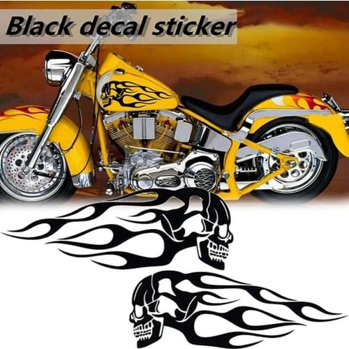 2019 New Stylish creative 2Pcs Universal Motorcycle Gas Fuel Oil Tank Skull Flame Badge Decal Sticker New hot sale