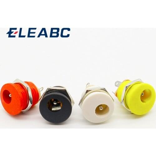 8pcs Red Yellow Black White DC Jack socket 5.5*2.1mm DC power jack DC power outlet dc socket panel