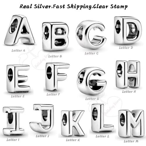 A Letter Alphabet Charms 925 Sterling Silver Beads Fits Pdoras Original Women DIY Bracelets And Necklaces