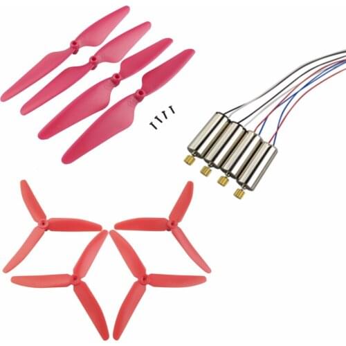 Upgrade accessories 4PCS 3 leaves & 2 leaves Blades and 4PCS motor for Hubsan X4 H502S H502E H502T H507A H216A RC Helicopter-Red
