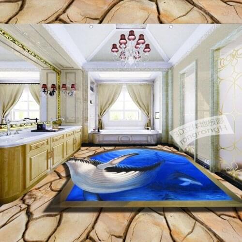 Free Shipping 3D Creative Sea World Dolphin Shark Flooring thickened non-slip kitchen bedroom living room lobby flooring mural
