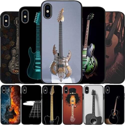 Guitar black Silicone Phone Case For iPhone 12 XR XS Max 5 5S SE 2020 6 6S 7 8 PLUS X 11Pro Max 11 Cover