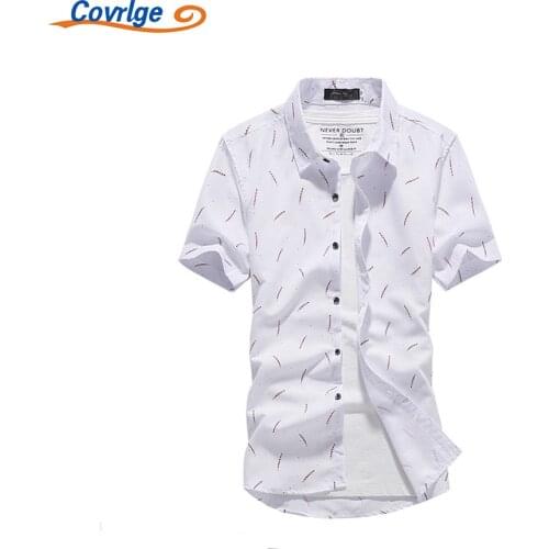 Covrlge Mens New Hot Shirts Casual Light Business Slim Fit Feather Printing Temperament All-match Daily Clothing MCS172