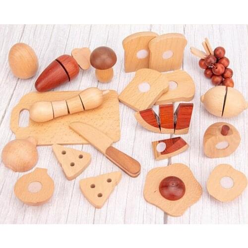 Wooden Kitchen Toy Set Pretend Play Kitchen Set Simulation Kitchenware Food Vegetables Fruits Educational Toys Gift for Kids