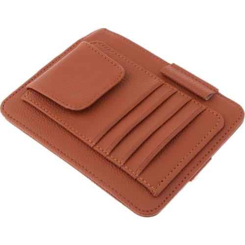Eye Frame Holder Car Sun Glasses Ticket Receipt Card Clip Storage Board Brown